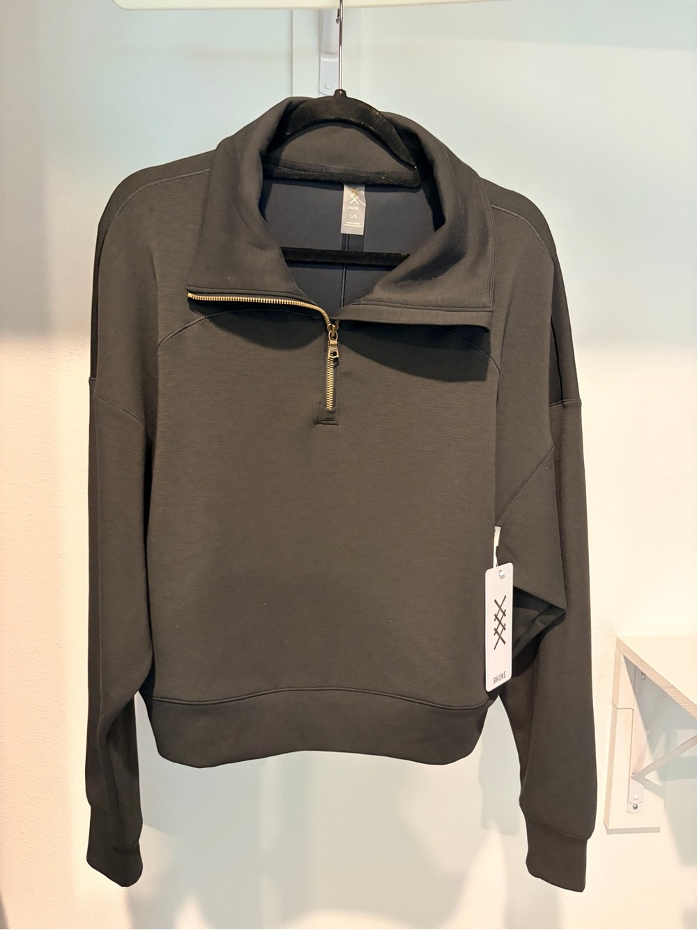 RHONE Black Heather Quarter-Zip Funnel Neck Sweatshirt